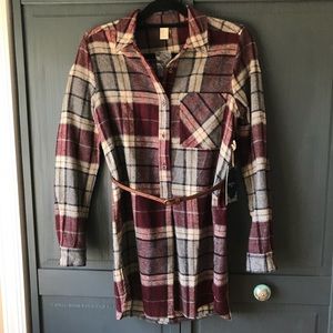 Flannel/Plaid Button Down Shirt Dress